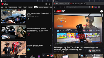 Android DeX two windows snapped side-by-side.