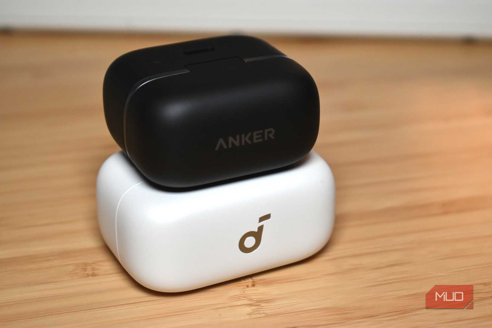 anker soundcore aerofit 2 case on top of aerofit 1 case.