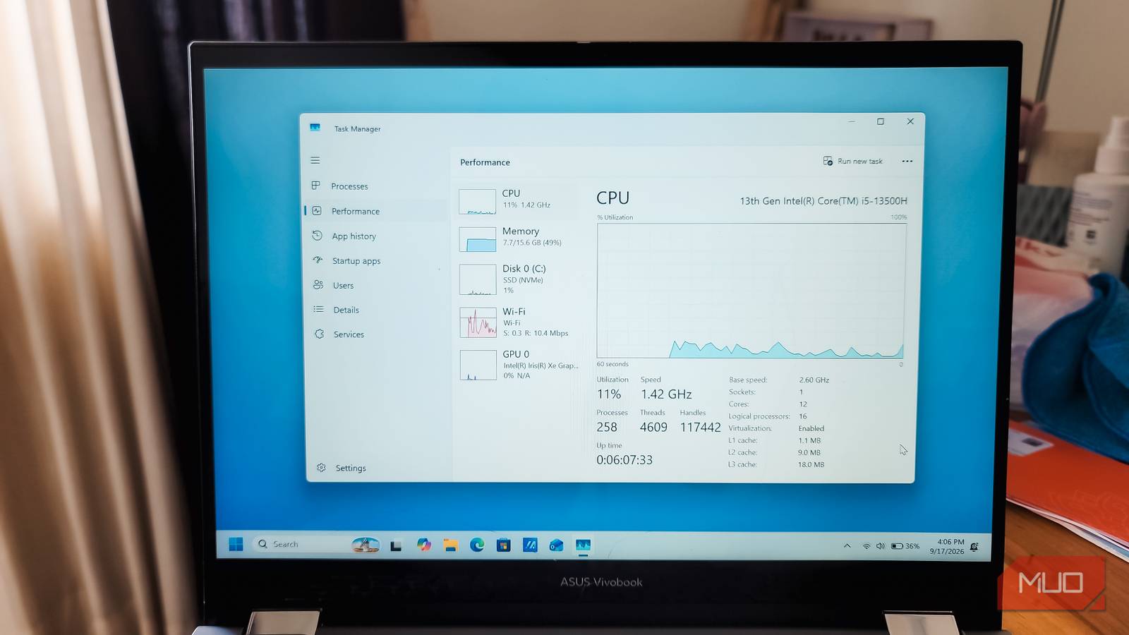 Как ускорить запуск приложений в Windows 11 с помощью профиля низкой задержки Отображение работы процессора Intel Core i5 13500H в диспетчере задач Windows