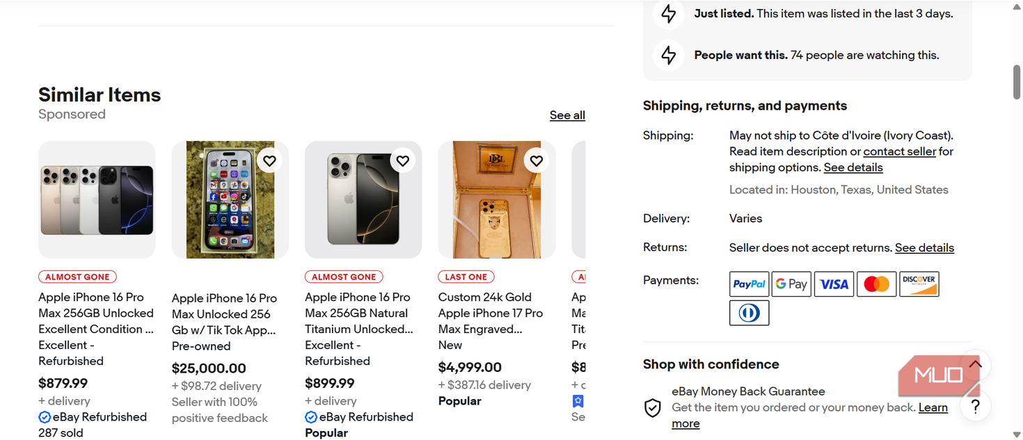 Automatic recommendations on ebay
