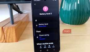 Samsung Galaxy Modes and Routines battery routine set to turn on Power savings below 54%
