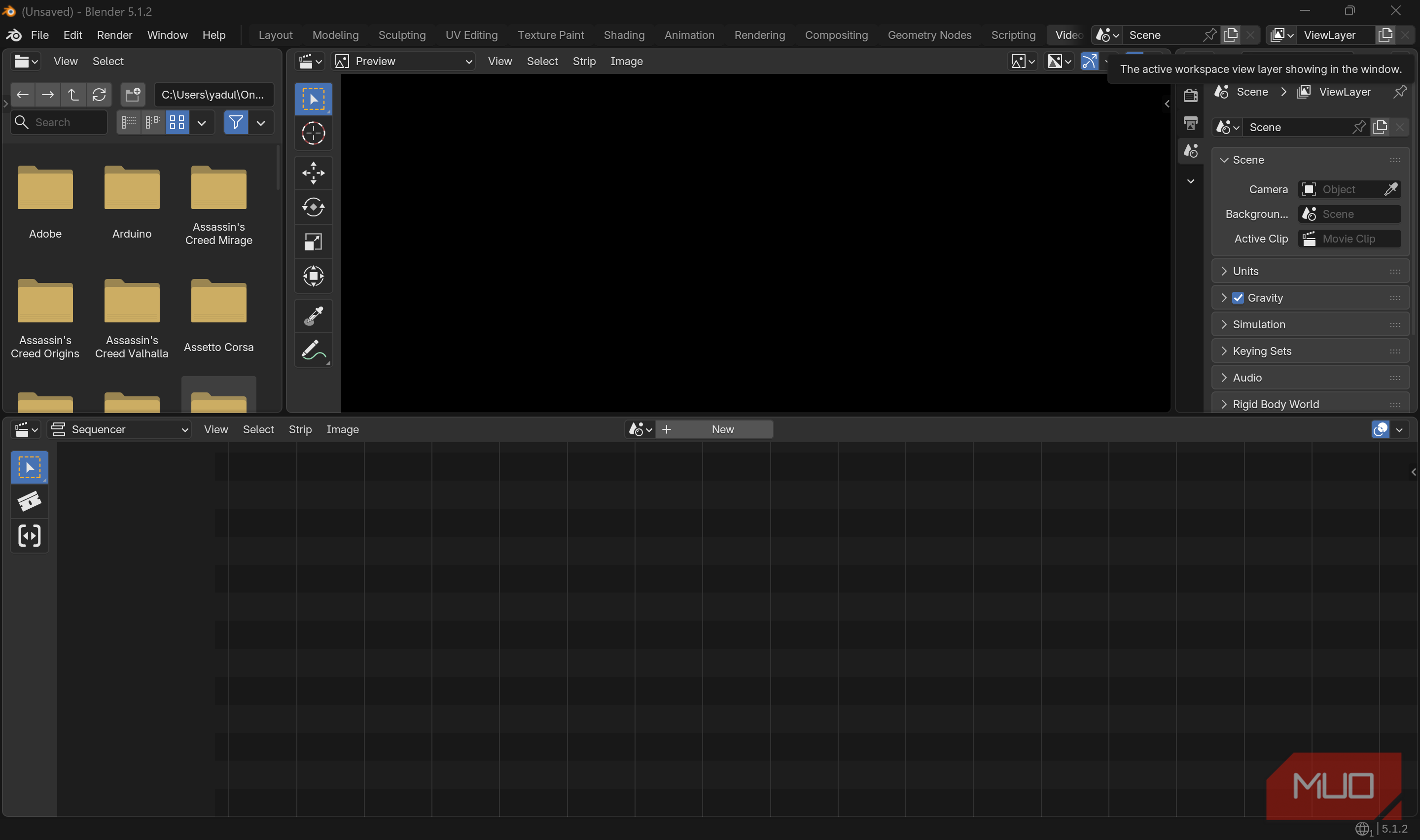 Blender Video editor blank screen.
