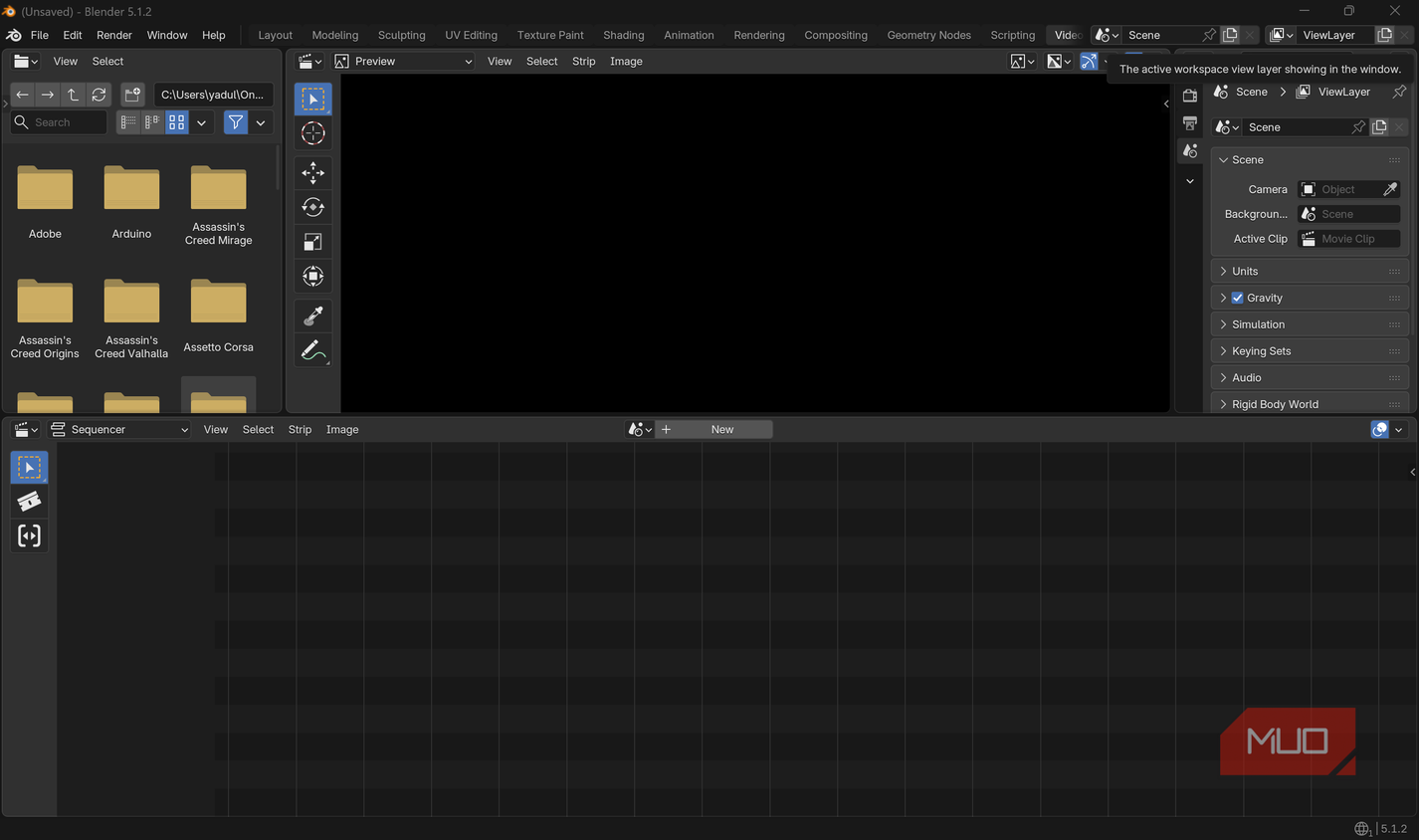 Blender Video editor blank screen.