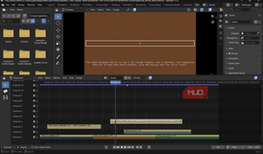 Blender video editor with timeline activity.