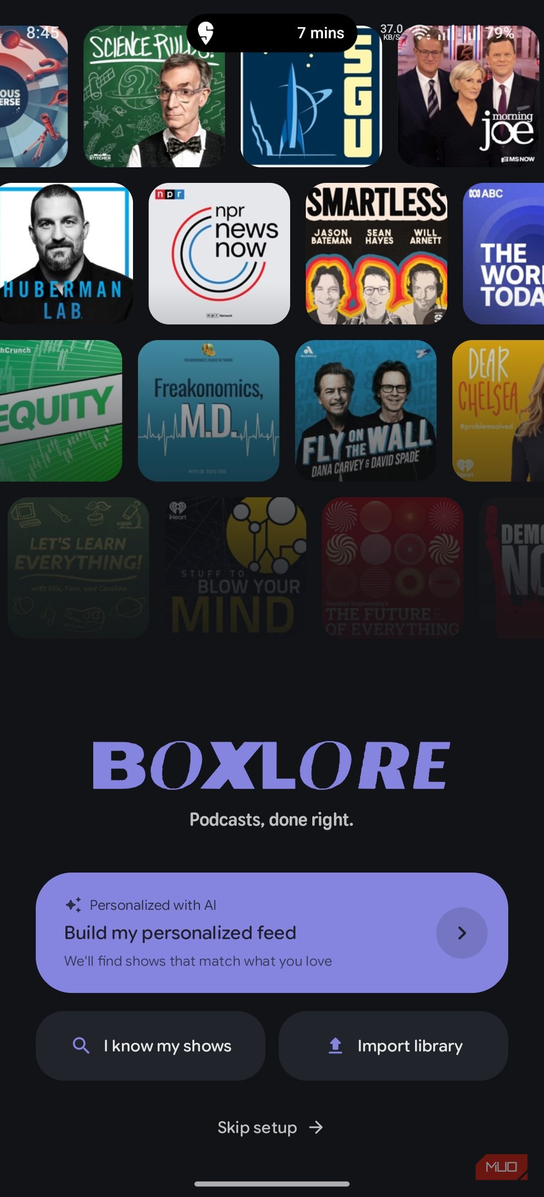 Интерфейс приложения boxlore с результатами поиска и настройками
