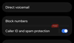 Caller ID and spam toggle on Samsung