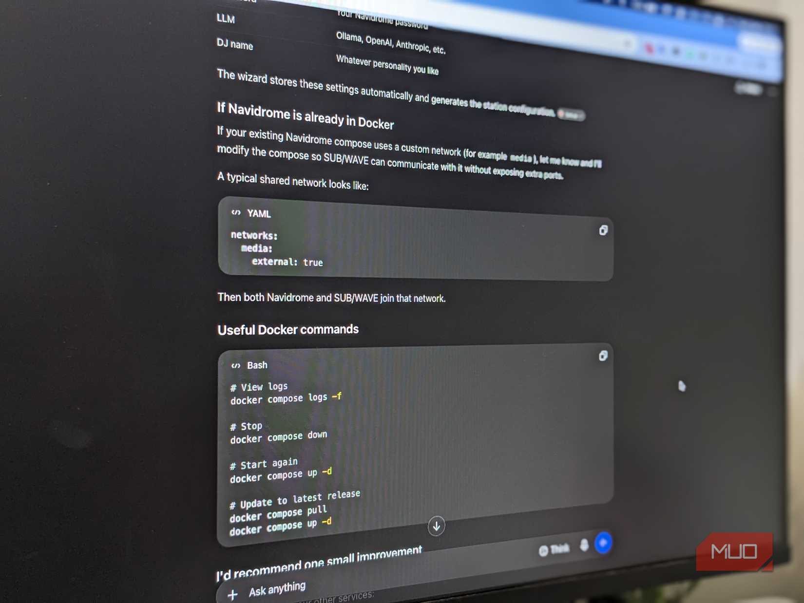 Using ChatGPT to troubleshoot with Docker.