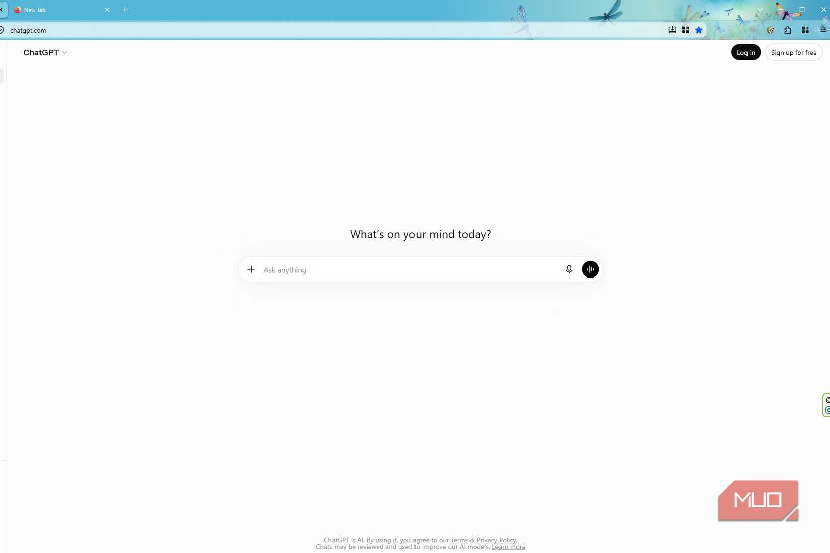 ChatGPT main page without sign in