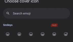 Choose cover icon menu with smiley emojis