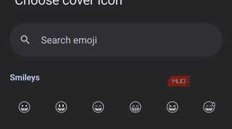 Choose cover icon menu with smiley emojis
