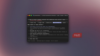 Claude Code form asking what counts as every article for an article summarizer extension