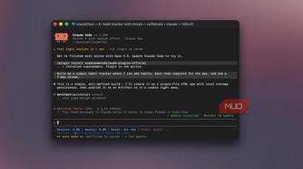 Claude Code terminal after installing the superpowers plugin, starting the habit tracker build-1