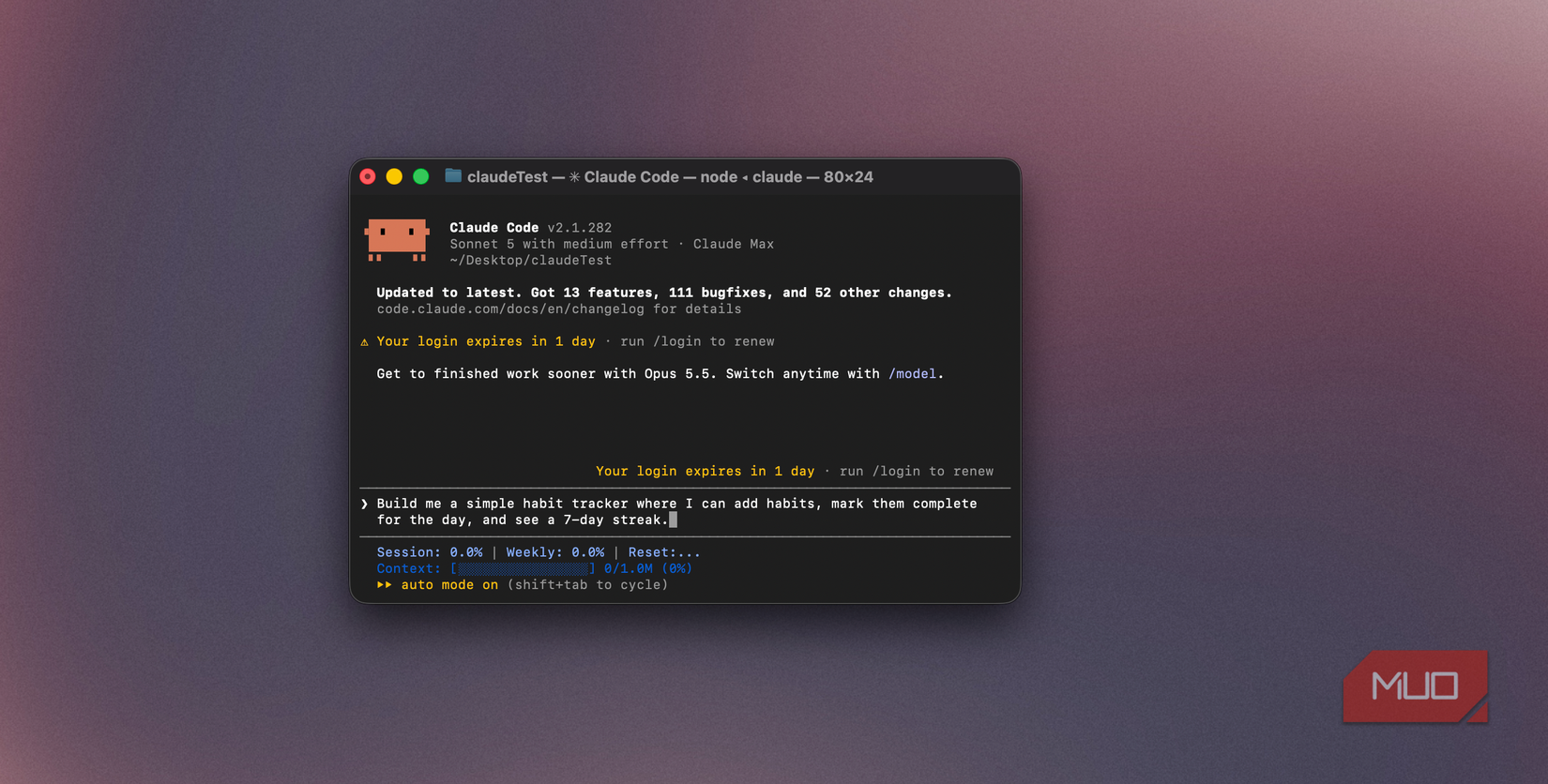 Терминал Claude Code с активированным инструментом для трекинга привычек Терминал Claude Code с активированным инструментом для трекинга привычек