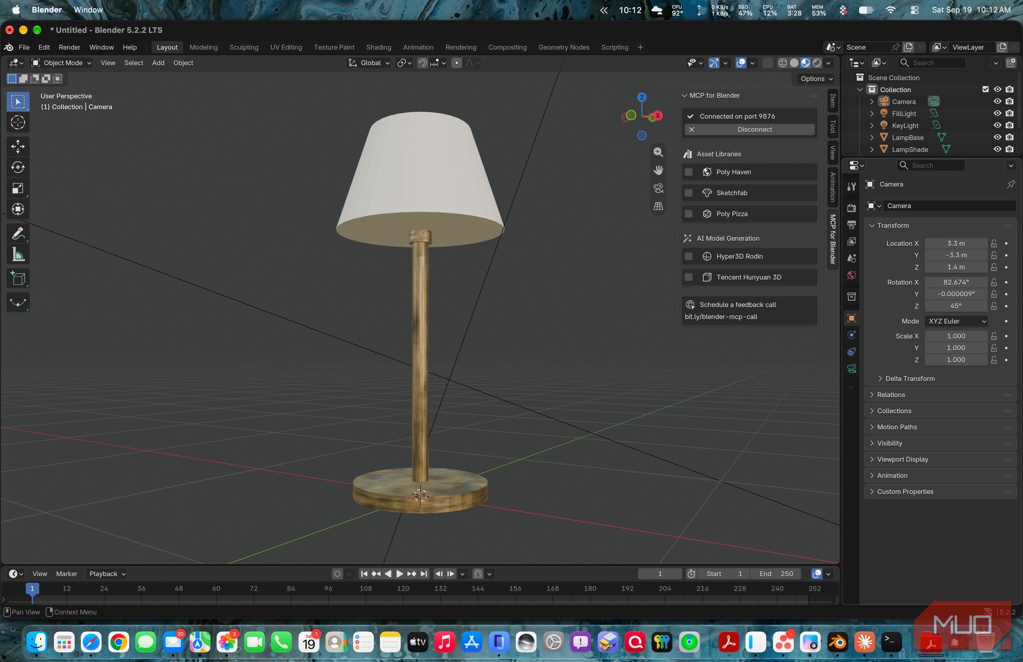 Работа Claude Code в среде Blender