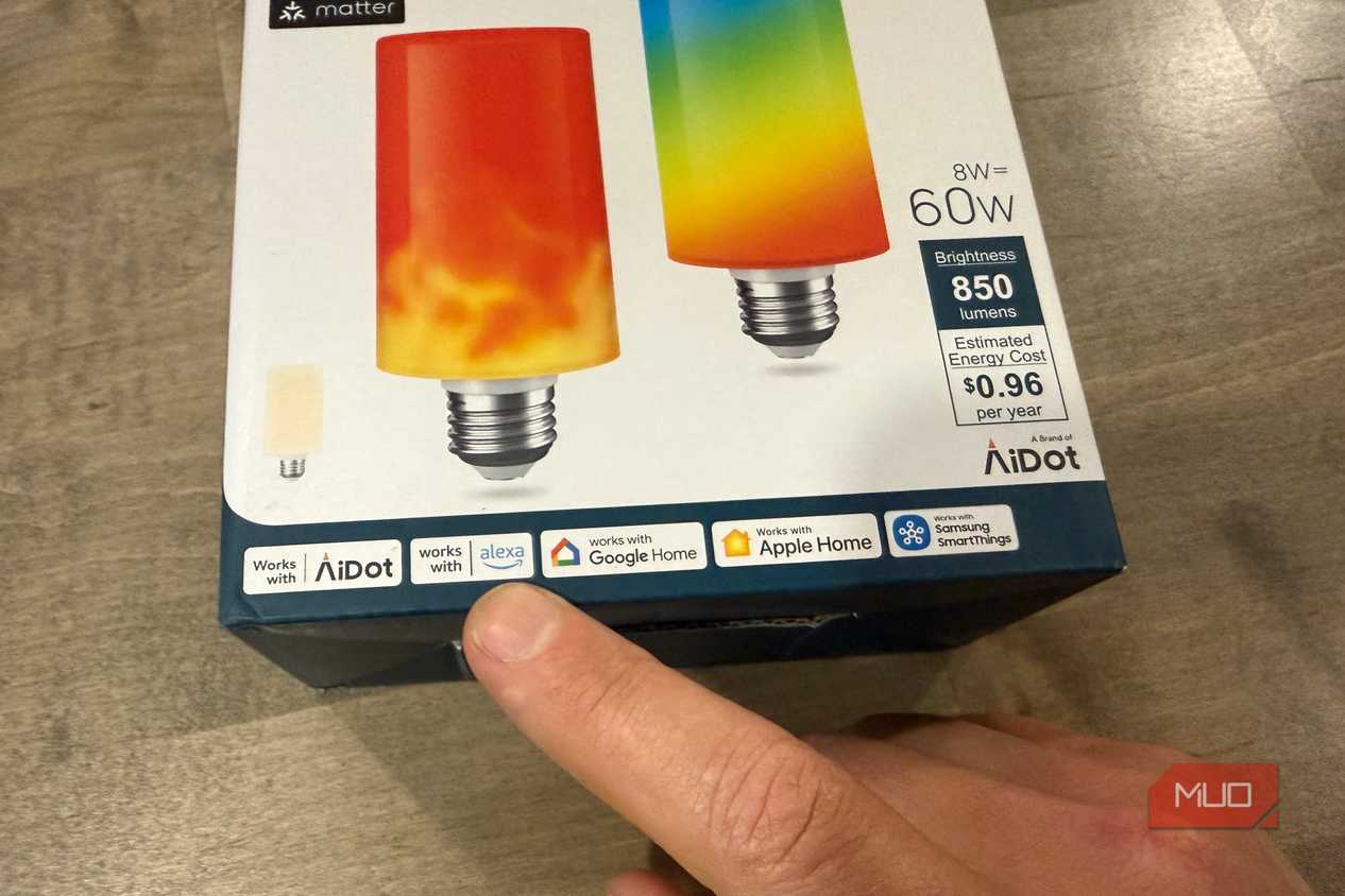 Close-up of Linkind Smart Light Stick box showing specs and smart-home logos