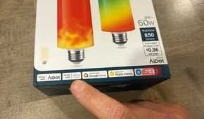 Close-up of Linkind Smart Light Stick box showing specs and smart-home logos