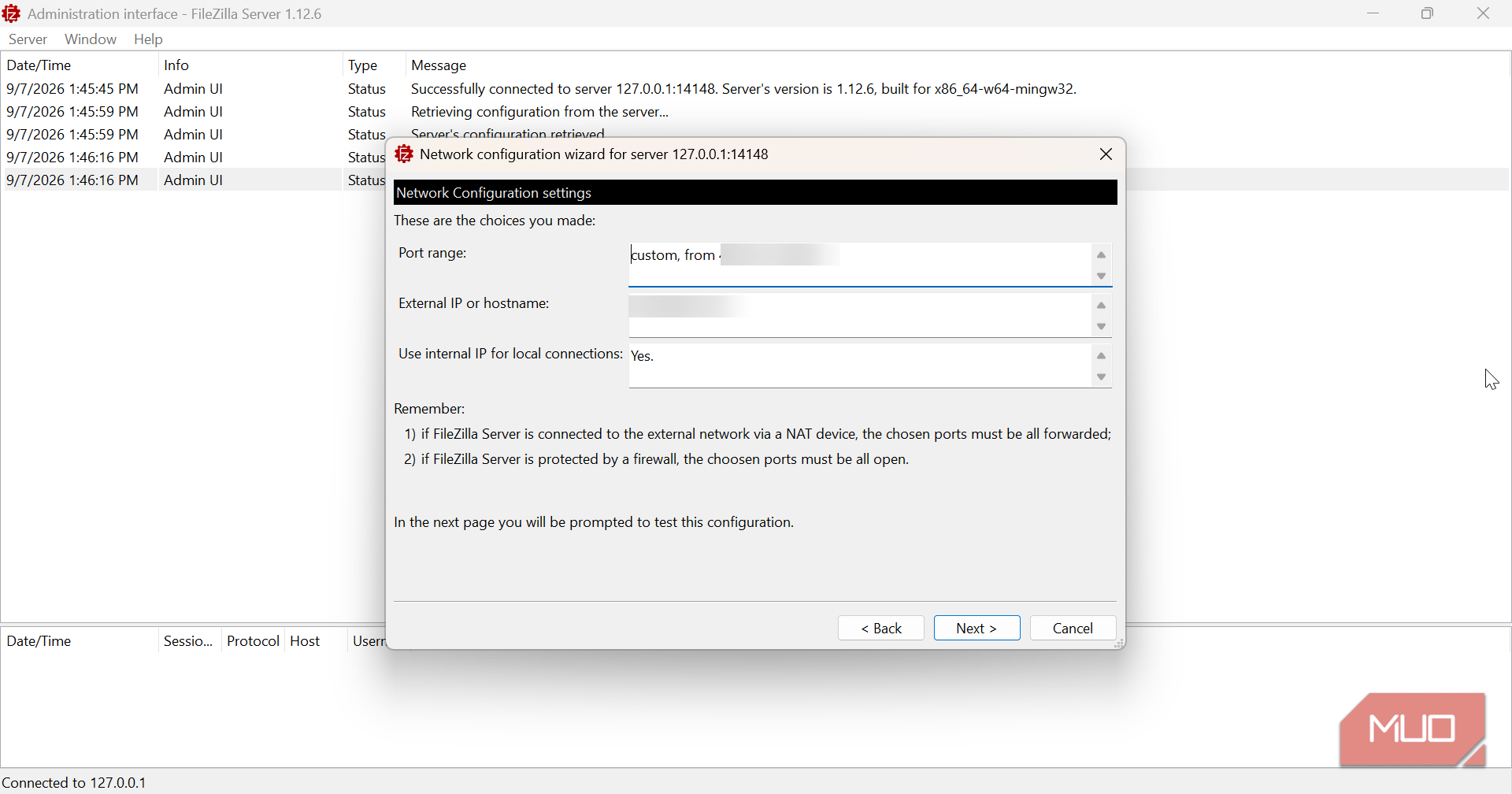 Настройка сетевой конфигурации в программе FileZilla