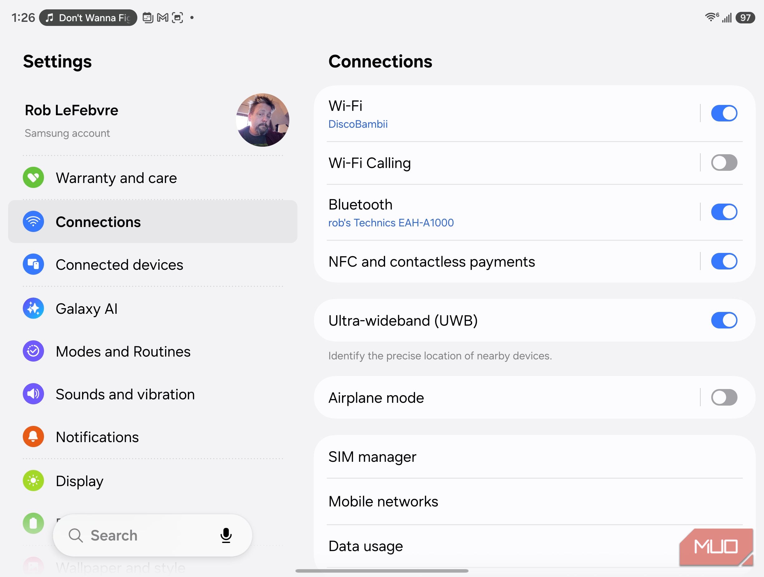 connections menu