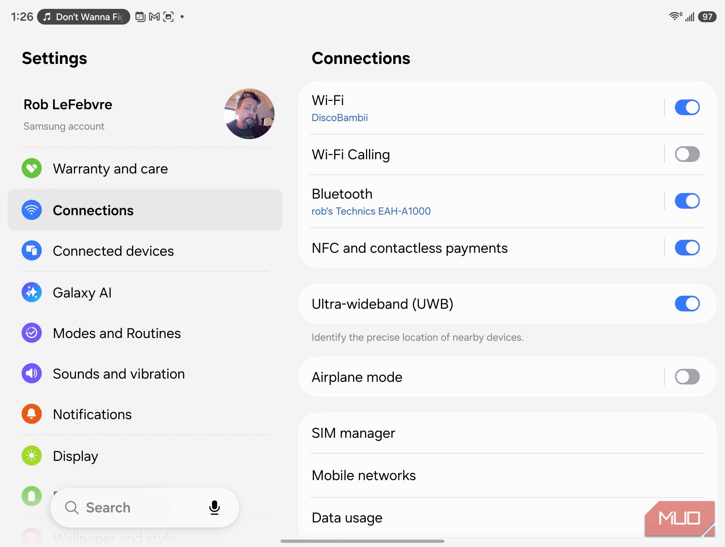 connections menu
