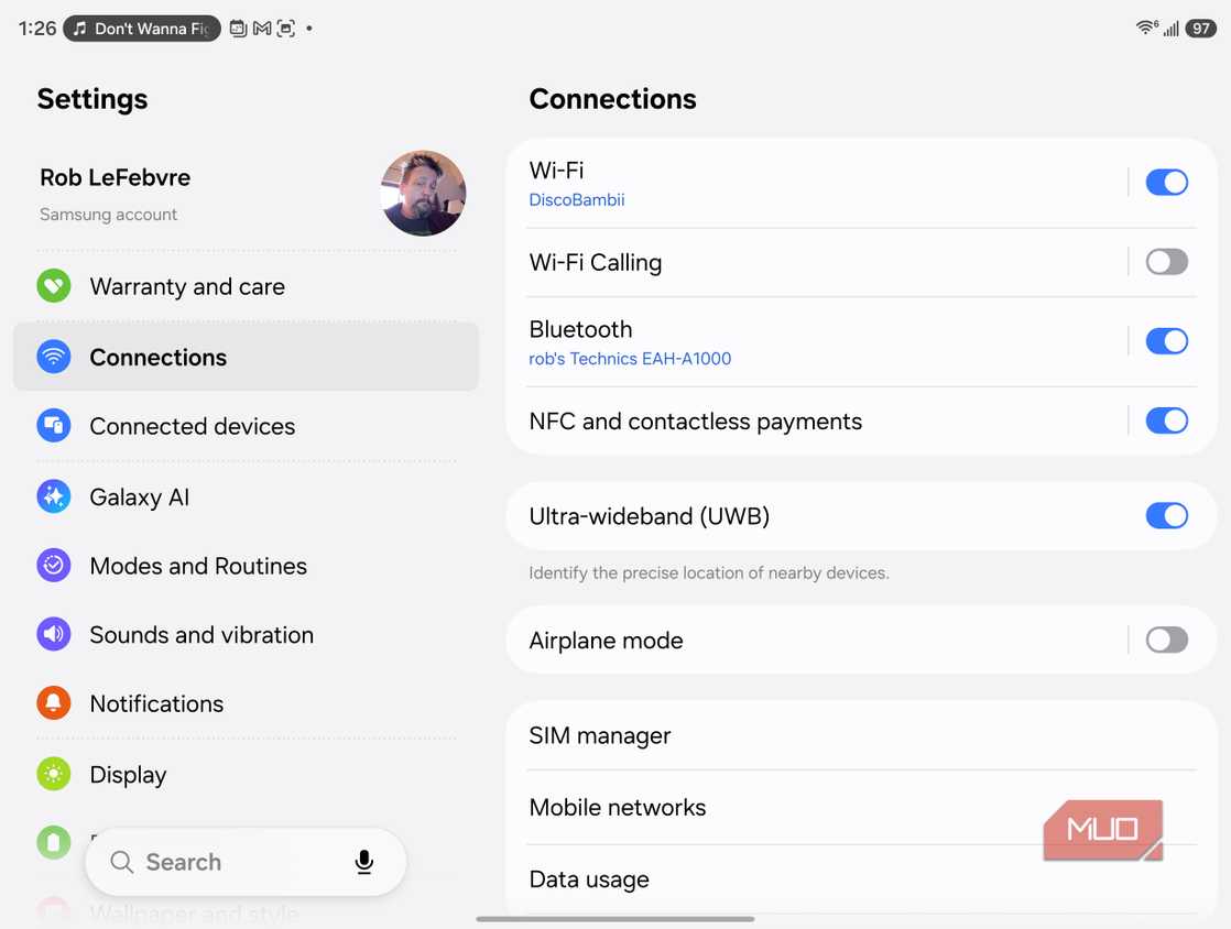 connections menu