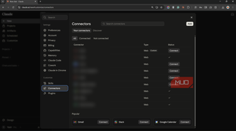 Connectors page in Claude settings with the Add button.