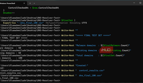 Control-check summary showing 150 tested, 131 resolving, 19 discarded, and zero query errors.