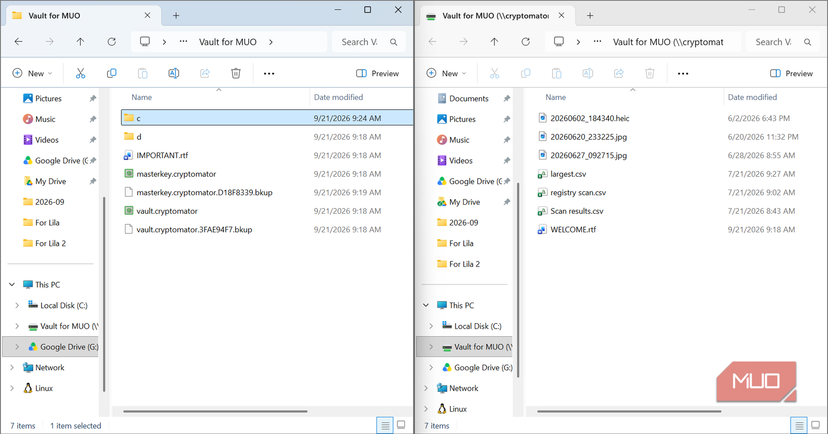 Cryptomator versus my normal drive