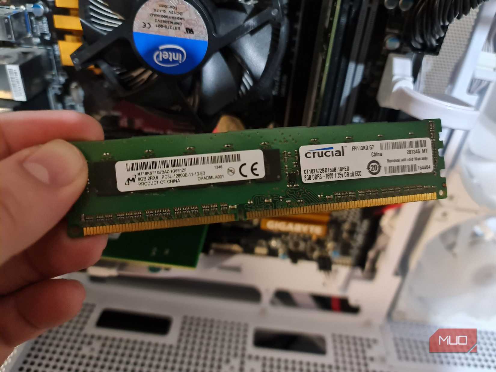 One of the DDR3 ECC memory sticks bought for the server