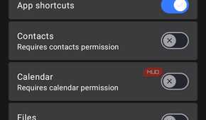 Default Launcher Search categories settings screen