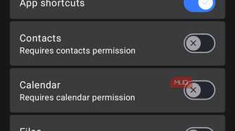 Default Launcher Search categories settings screen