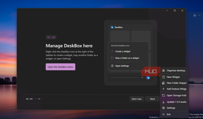 DeskBox app onboarding and menu screen