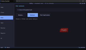 Disk analysis tool running in Windows PowerShell