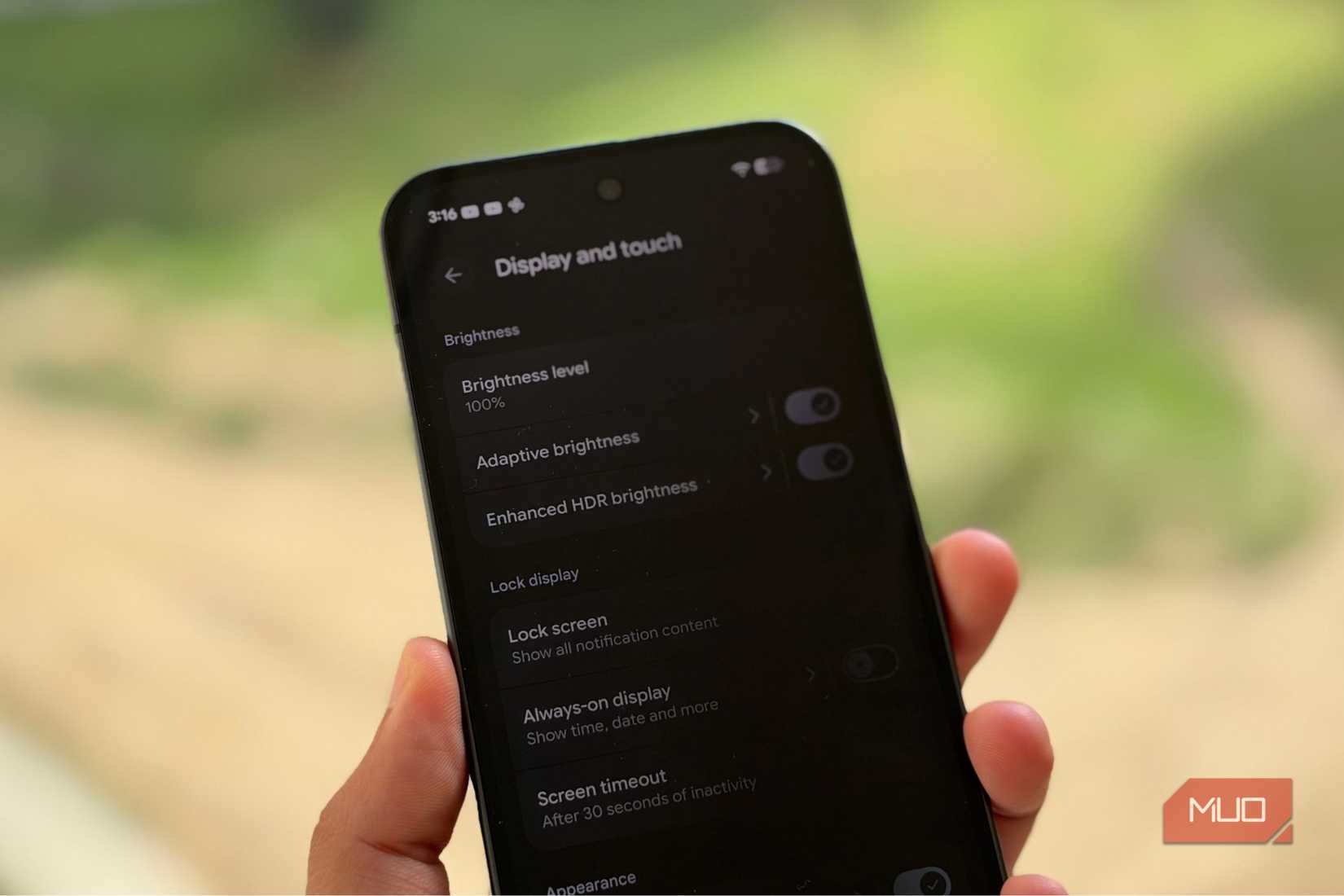Display and touch settings on the Google Pixel 11