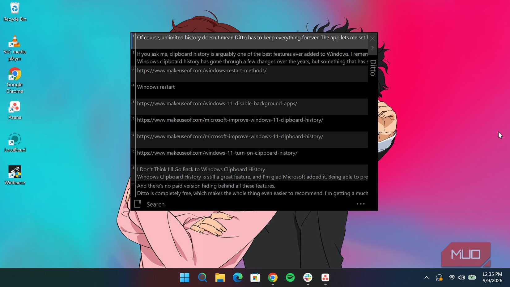 Ditto Clipboard history