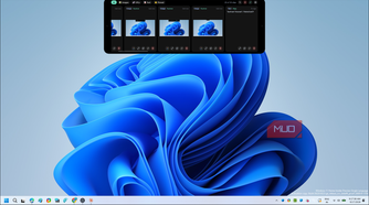 dynamic edge image explorer with blue abstract ribbon design wallpaper