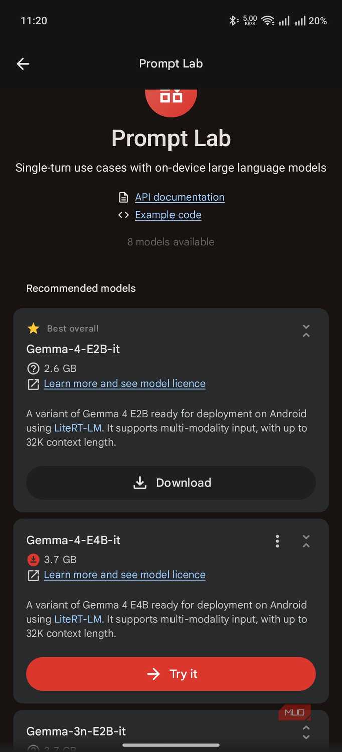 5 задач, которые стоит доверить локальным нейросетям на Android Интерфейс галереи Google Edge AI