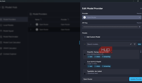 Edit Model Provider panel in Msty Studio showing the saved API key