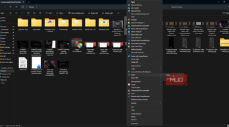 Eraser context menu options.