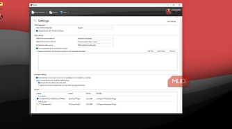 Eraser program settings.