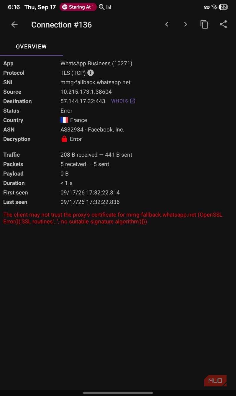 Error certificate PCAPdroid