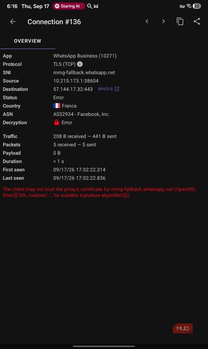 Error certificate PCAPdroid