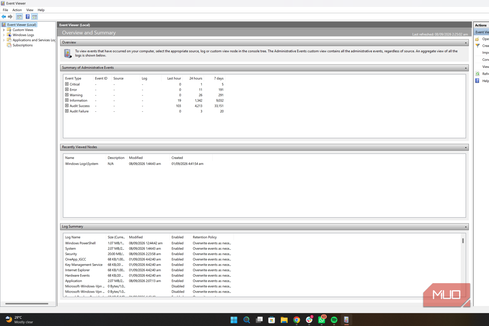 Windows Event Viewer 