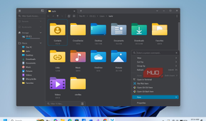 file pilot app context menu in tashr folder showing system commands and file operations