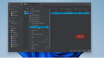 file pilot app context menu with shortcut operations and folder navigation