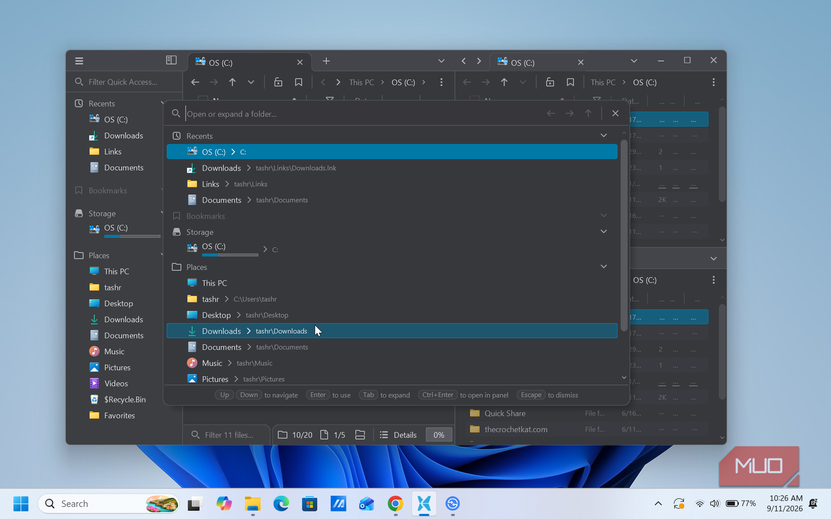 file pilot app file browser with multiple open windows showing os drive and folder navigation