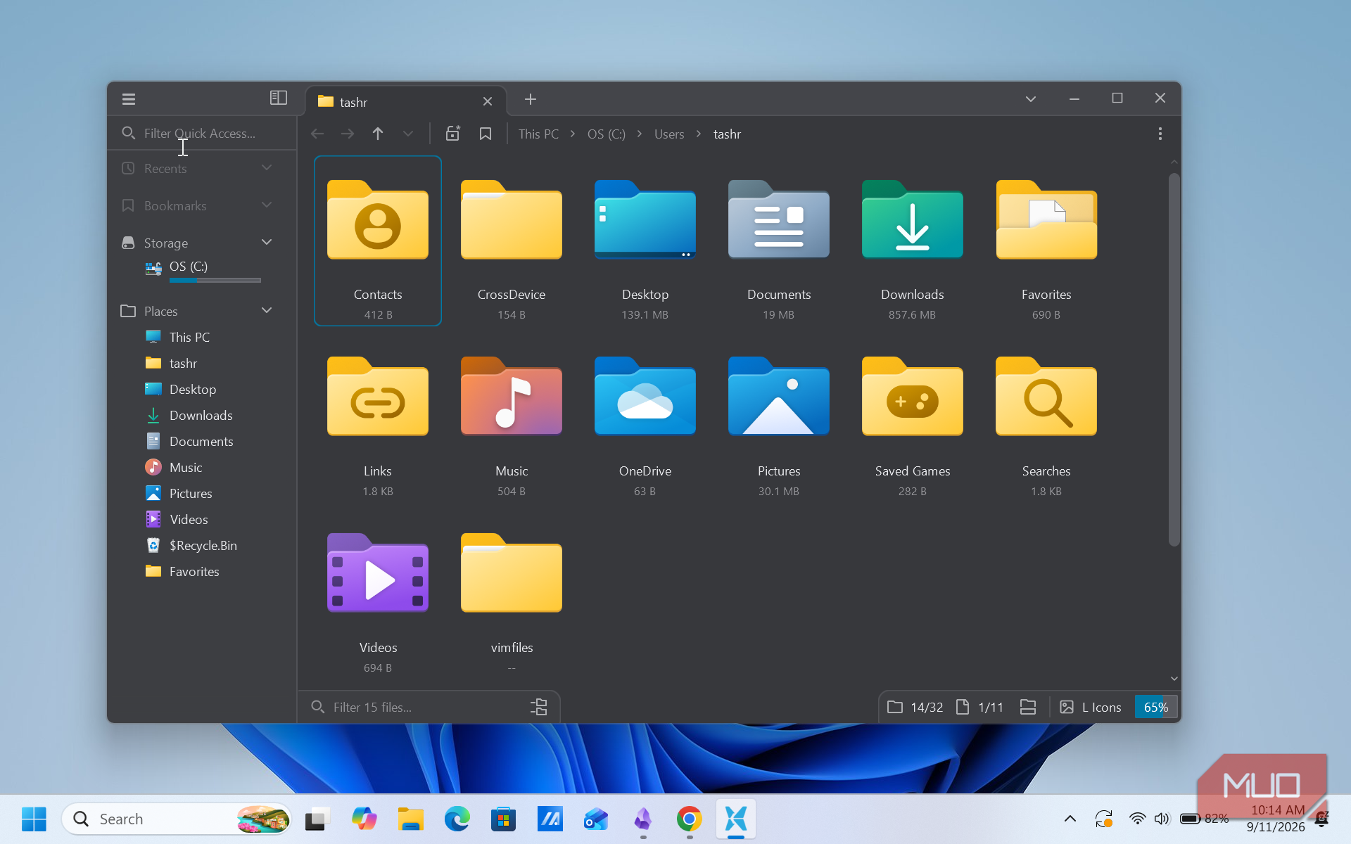 file pilot app showing tashr folder contents with documents downloads music and pictures
