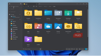 file pilot app showing tashr folder contents with documents downloads music and pictures