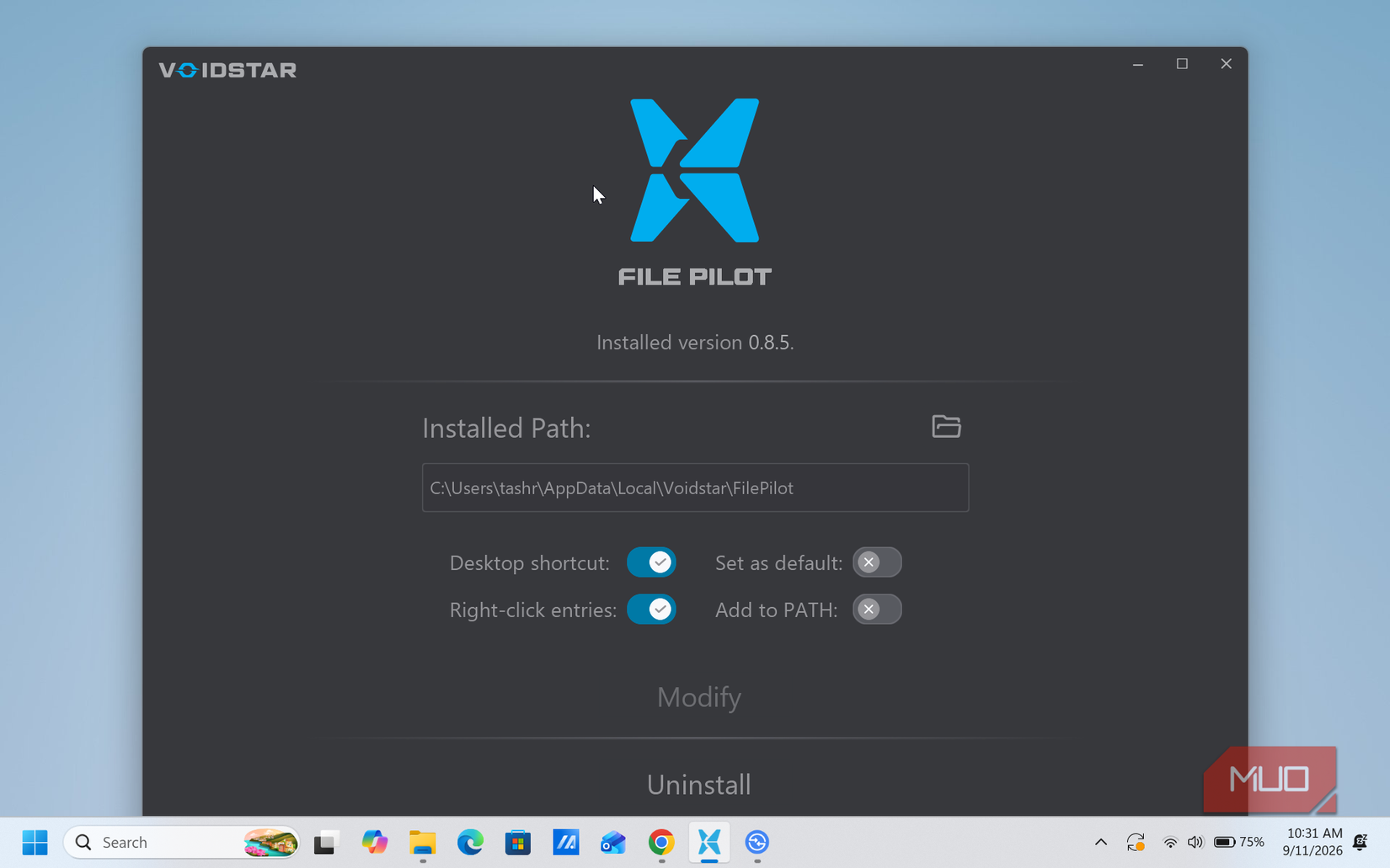 file pilot application installation dialog version 0 8 5