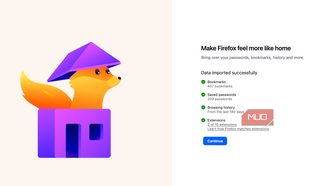 Confirmation of Firefox data imported.