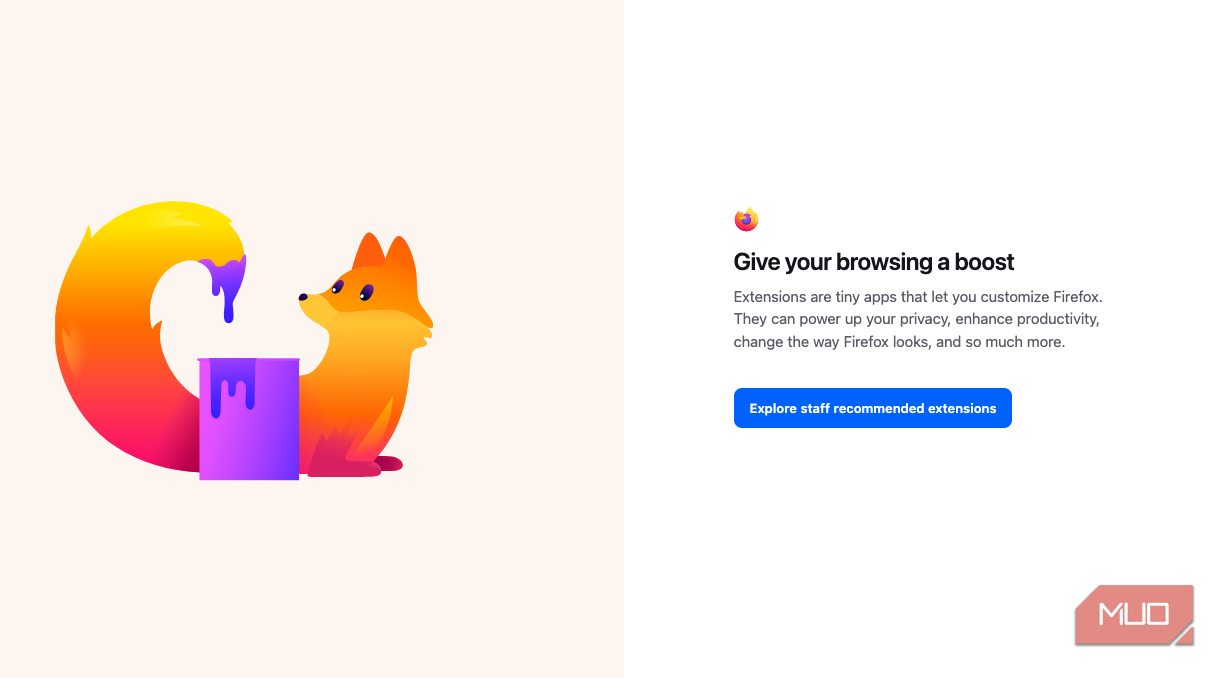 Firefox recommended extensions suggestions.